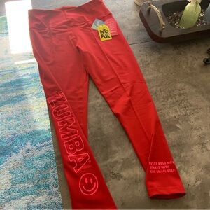 Happy Never Looked Better Zumba high wasted leggings…red